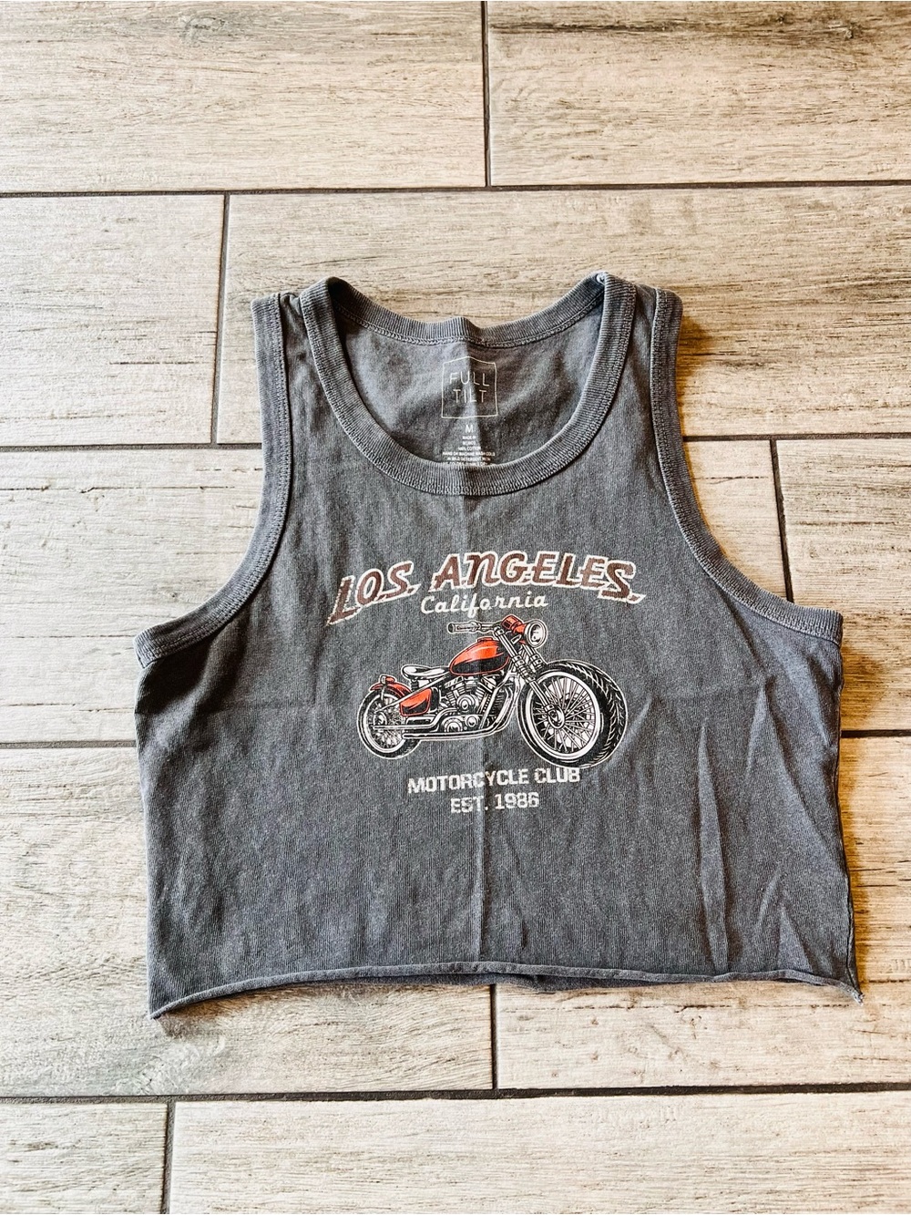 Gray Los Angeles Motorcycle Club Cropped Tank Size Medium